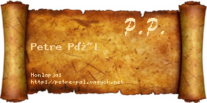 Petre Pál névjegykártya
