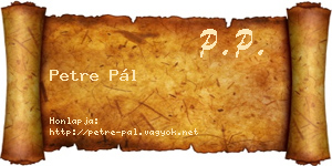 Petre Pál névjegykártya